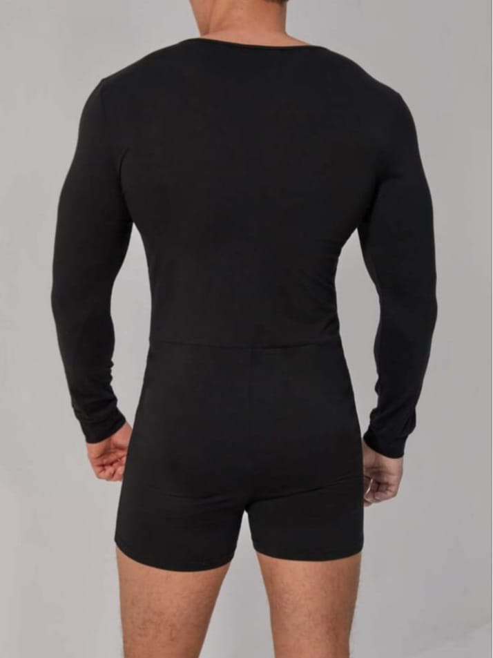 Men's Solid Button Front Sleep Romper